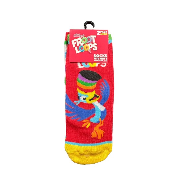 Crazy Socks 2  Pair of Froot Loops Socks feat. Toucan Sam Mens 6-12 NWT - Picture 1 of 2